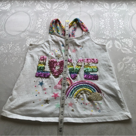 Isaac Mizrahi Girls Size M(7-8) White Tank-Top Shirt Embellished sequenced Shirt - Picture 6 of 14